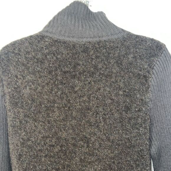 MARGARET O’LEARY Dark Olive Green Knit Sweater Moto Jacket-L - Picture 5 of 8